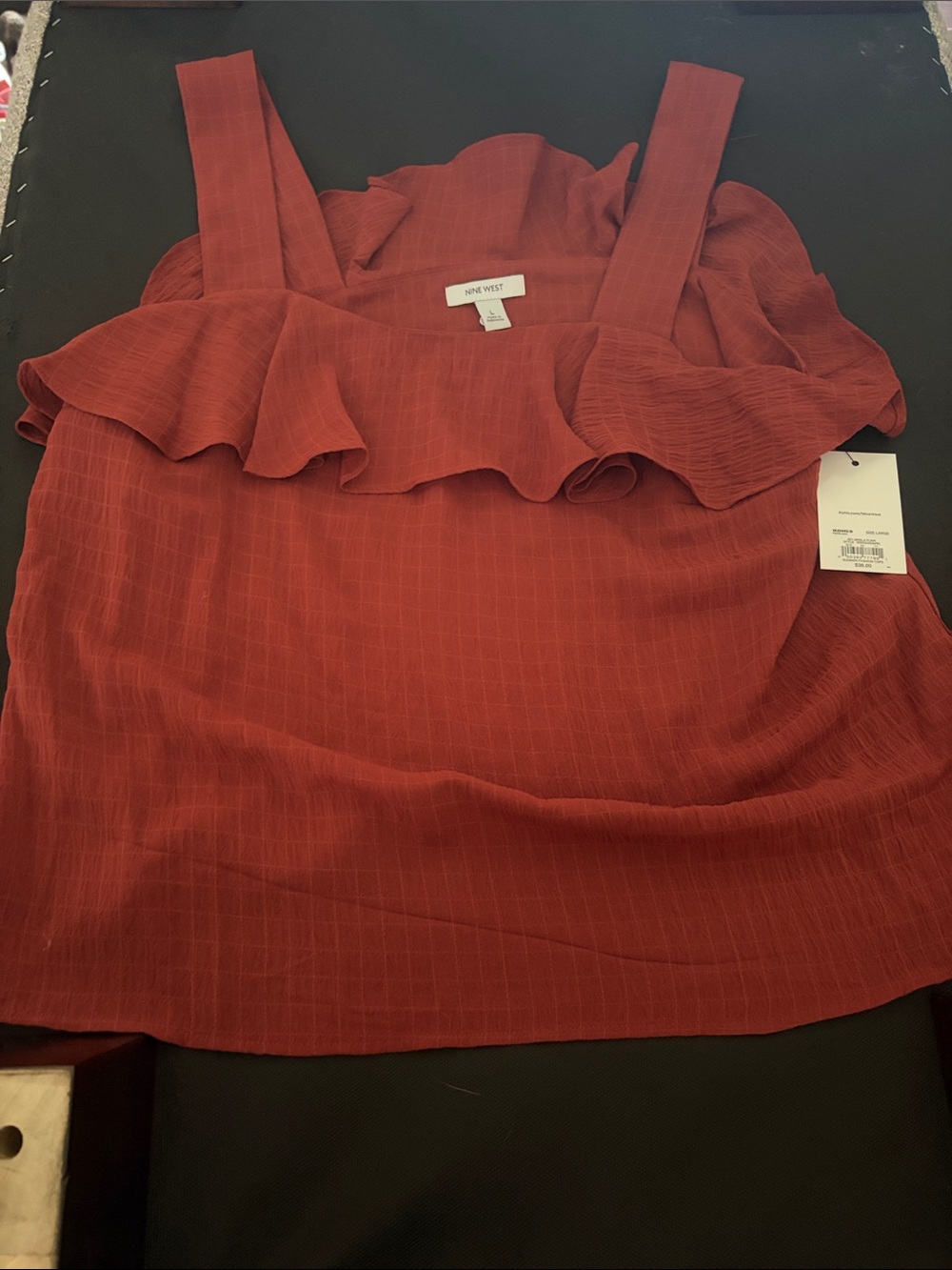 Nine West Rust Red Ruffle Camisole